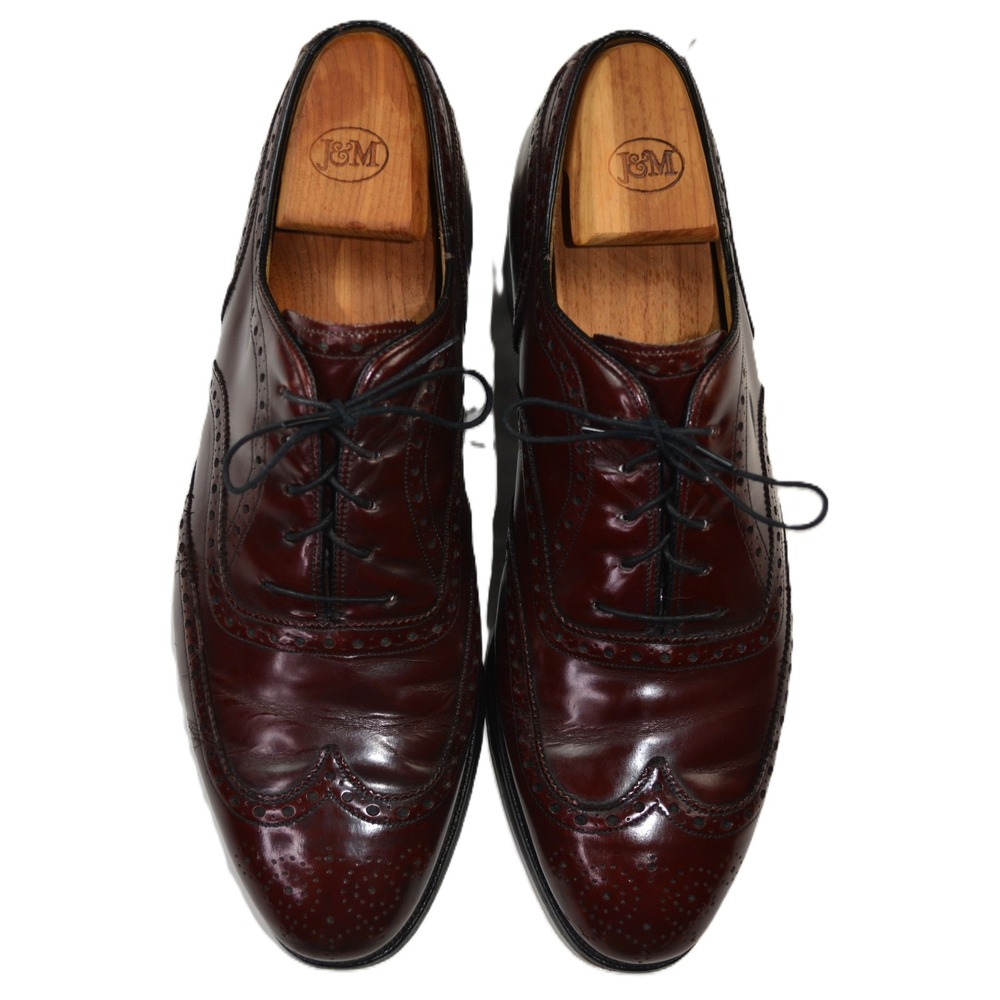Johnston & Murphy Aristocraft Mens 11 Burgundy Leather Wingtip Oxford USA Made - Picture 4 of 8
